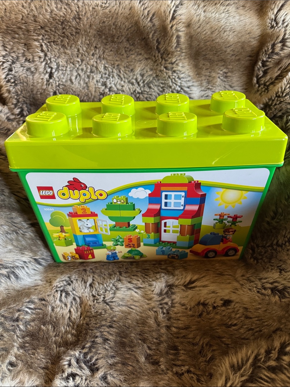 Lego Duplo Lime Green Stackable Brick Storage Case Filled with Multiple Sets